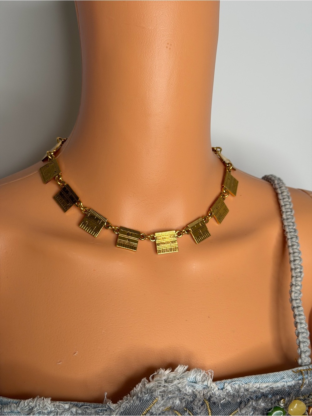 Biche de Bère Y2K Gold Tone Measuring Tape Link Necklace
